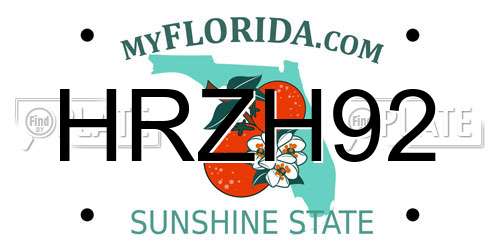 HRZH92 Florida License Plate