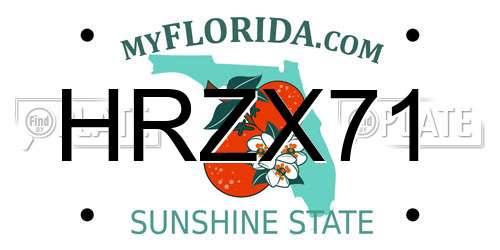 HRZX71 Florida License Plate