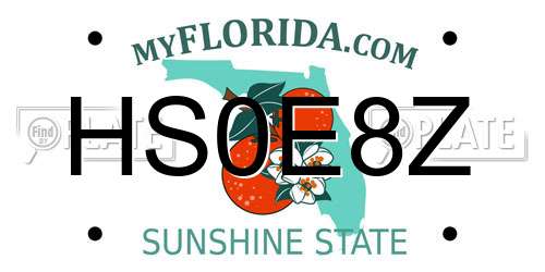 HS0E8Z Florida License Plate