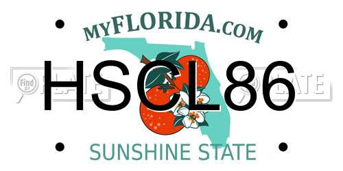 HSCL86 Florida License Plate