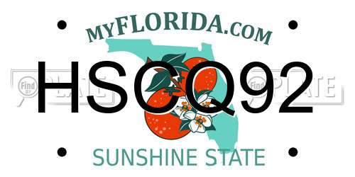HSCQ92 Florida License Plate