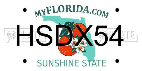 HSDX54 Florida License Plate