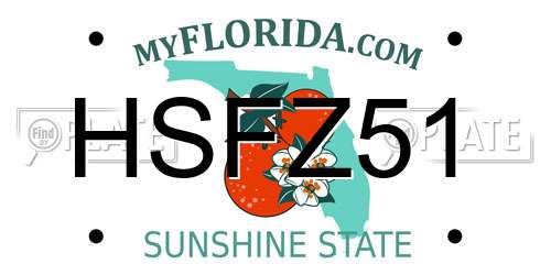 HSFZ51 Florida License Plate