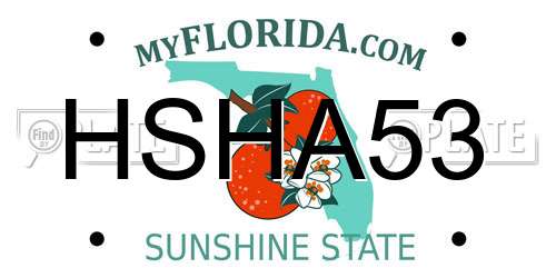 HSHA53 Florida License Plate