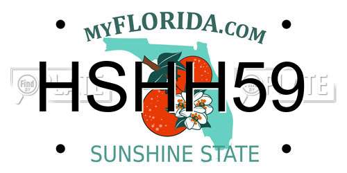 HSHH59 Florida License Plate