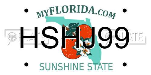 HSHJ99 Florida License Plate