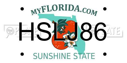 HSLJ86 Florida License Plate