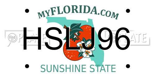 HSLJ96 Florida License Plate