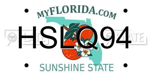 HSLQ94 Florida License Plate