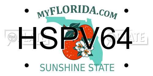 HSPV64 Florida License Plate