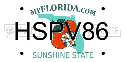 HSPV86 Florida License Plate