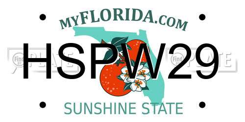 HSPW29 Florida License Plate