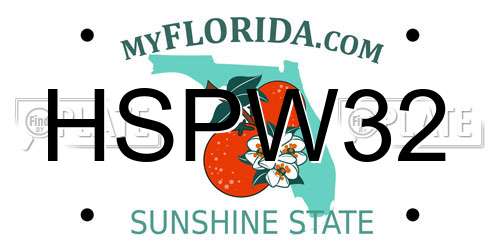 HSPW32 Florida License Plate