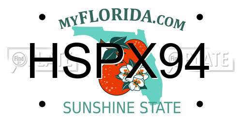 HSPX94 Florida License Plate