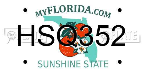 HSQ352 Florida License Plate