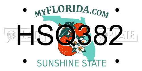 HSQ382 Florida License Plate