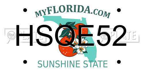 HSQE52 Florida License Plate