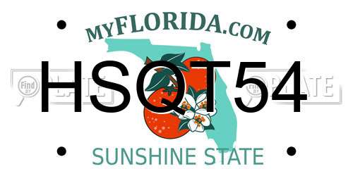 HSQT54 Florida License Plate