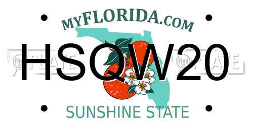 HSQW20 Florida License Plate