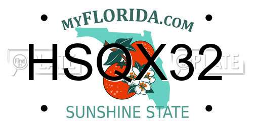 HSQX32 Florida License Plate