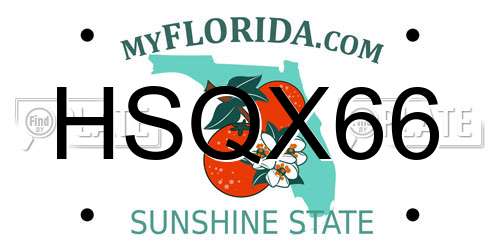 HSQX66 Florida License Plate