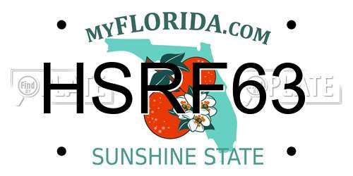 HSRF63 Florida License Plate
