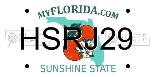 HSRJ29 Florida License Plate