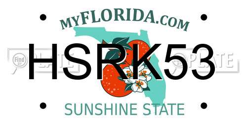 HSRK53 Florida License Plate