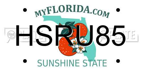 HSRU85 Florida License Plate