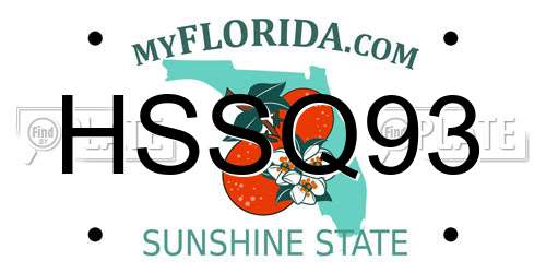 HSSQ93 Florida License Plate