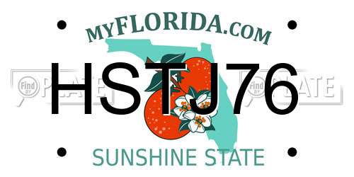 HSTJ76 Florida License Plate