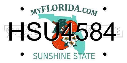 HSU4584 Florida License Plate