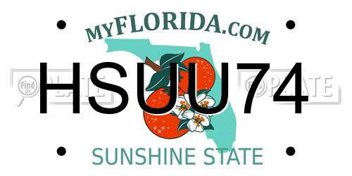HSUU74 Florida License Plate