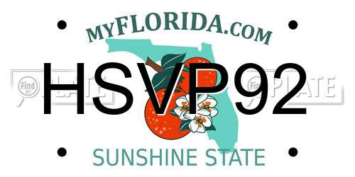 HSVP92 Florida License Plate