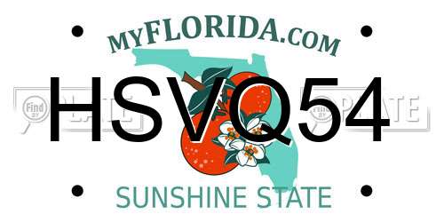 HSVQ54 Florida License Plate