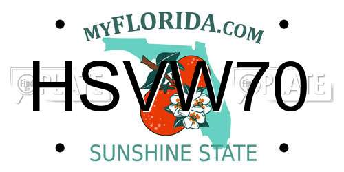 HSVW70 Florida License Plate