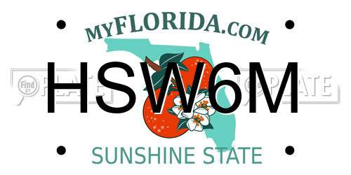 HSW6M Florida License Plate