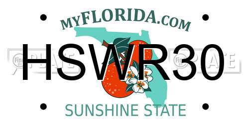 HSWR30 Florida License Plate