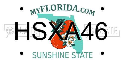HSXA46 Florida License Plate
