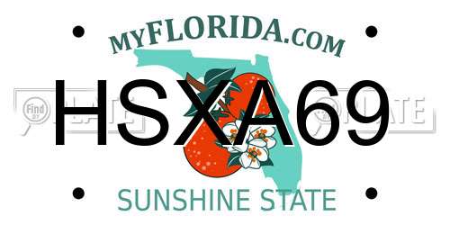 HSXA69 Florida License Plate