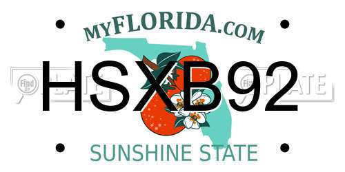 HSXB92 Florida License Plate