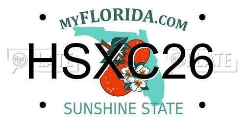 HSXC26 Florida License Plate