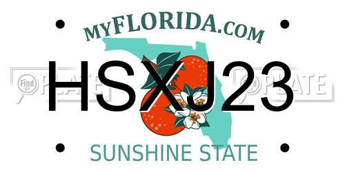 HSXJ23 Florida License Plate