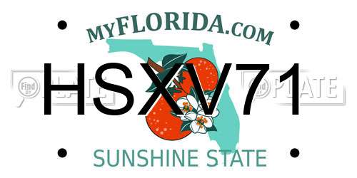 HSXV71 Florida License Plate