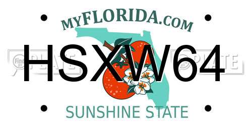 HSXW64 Florida License Plate