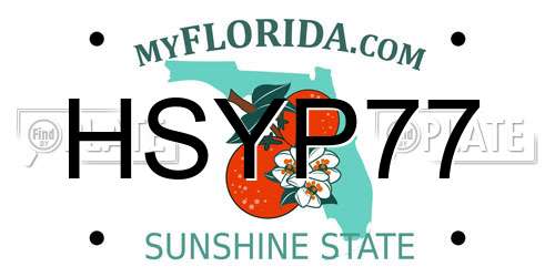 HSYP77 Florida License Plate