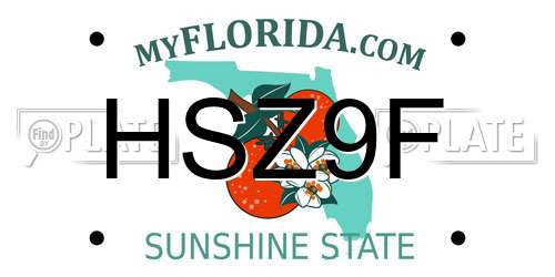 HSZ9F Florida License Plate