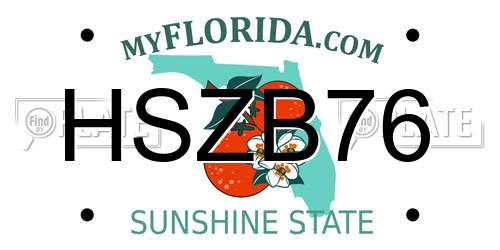 HSZB76 Florida License Plate