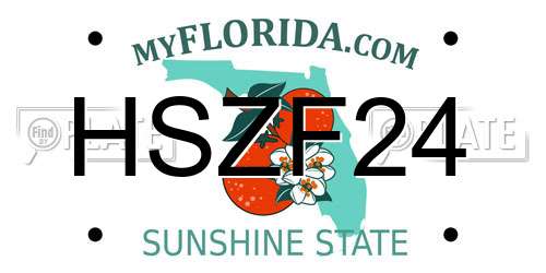 HSZF24 Florida License Plate