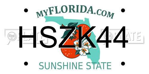 HSZK44 Florida License Plate